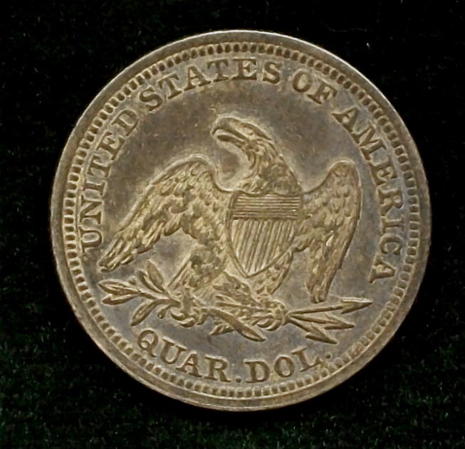 1858-Seated-Liberty-Quarter....in-Hand-Pics